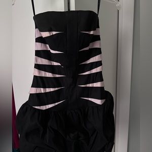 Jessica McClintock Black and Pink Stripe Dress